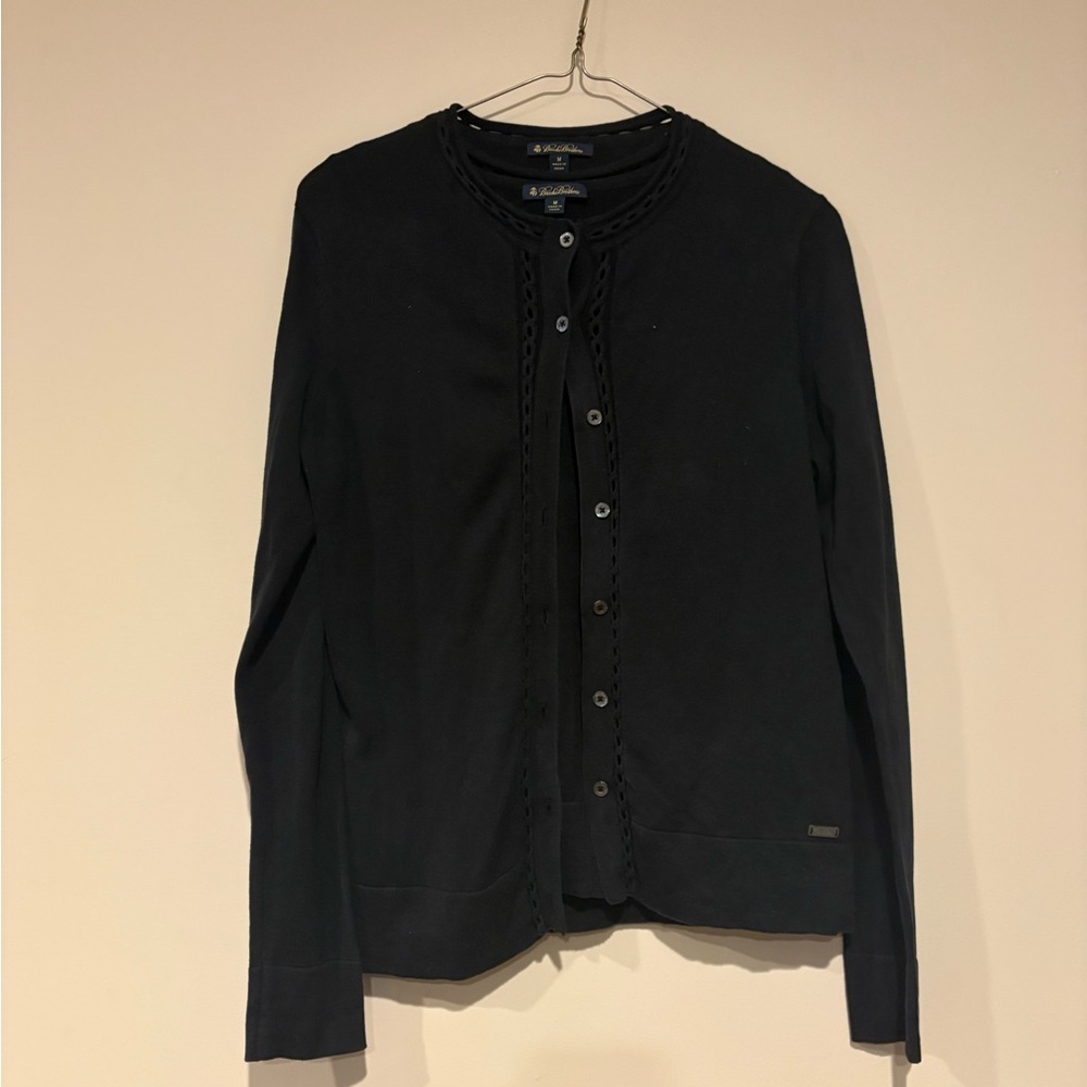 Brooks Brothers Black Textured Knit Cardigan